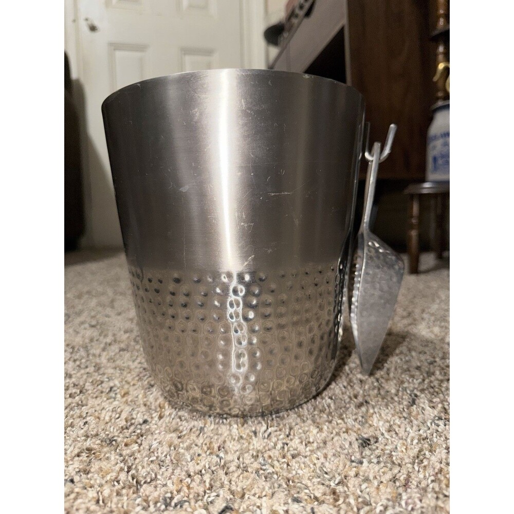 Threshold Hammered Stainless Steel Ice Bucket with Scoop Wine Chiller Bar Decor